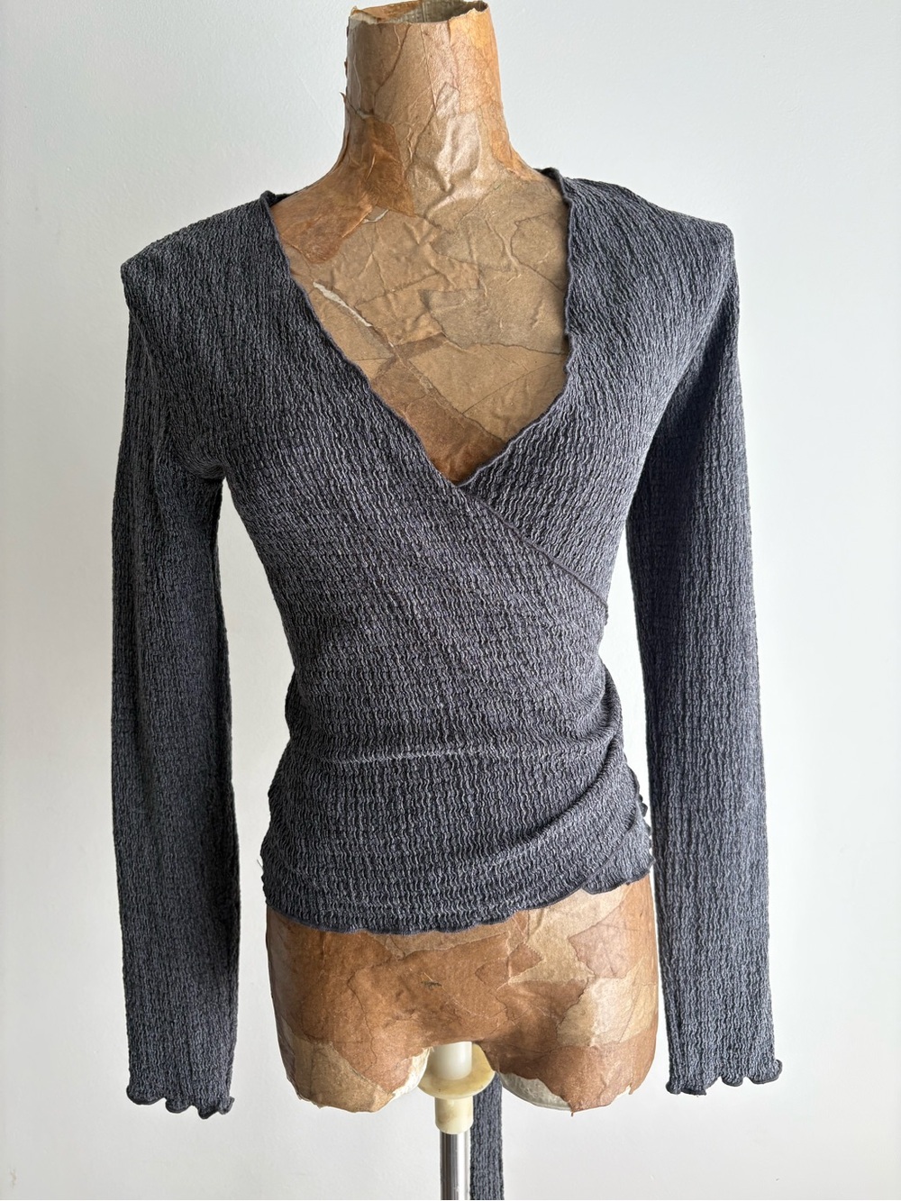 NWT Pilcro Dark Grey Textured Wrap Top XS